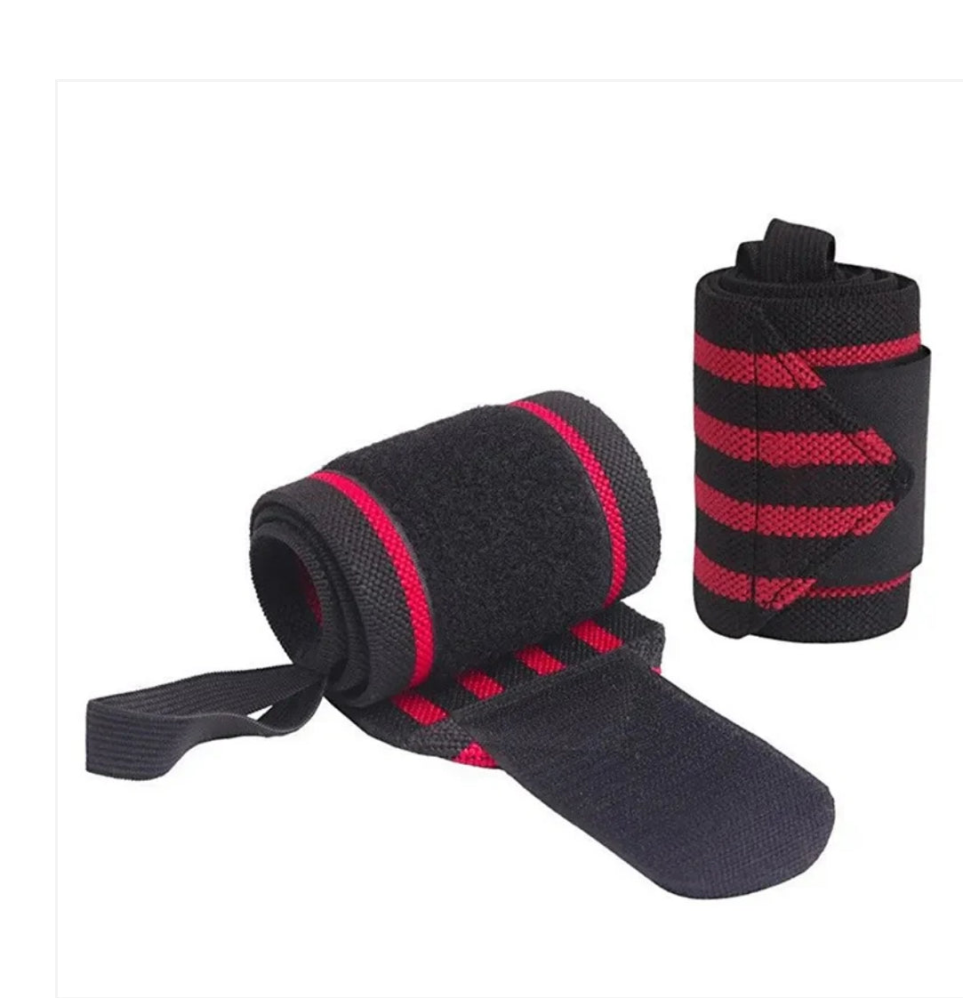 Bandage Protection De Poignet Pour Haltérophilie, Crossfit, Musculation-Noir/Rouge