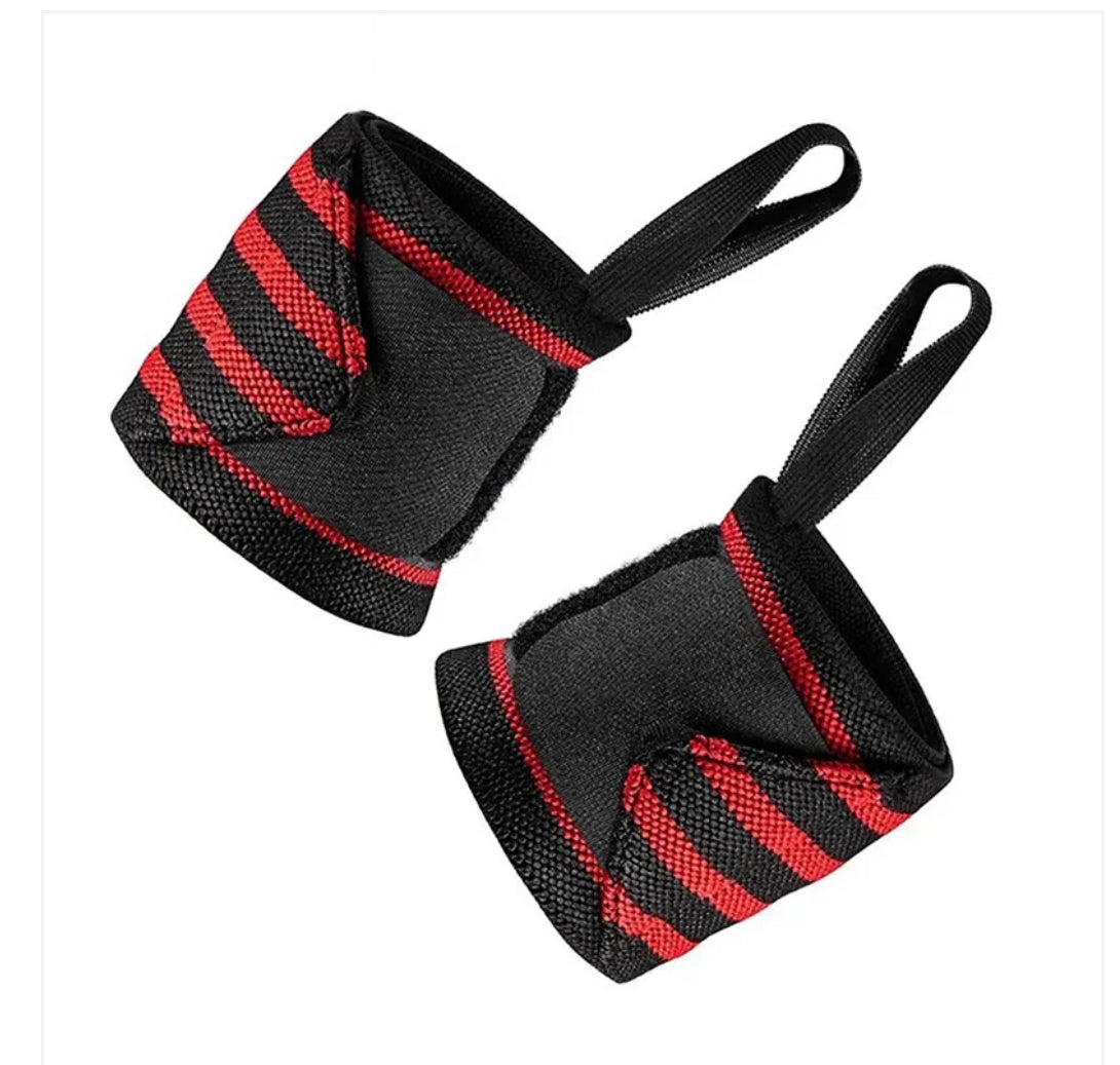 Bandage Protection De Poignet Pour Haltérophilie, Crossfit, Musculation-Noir/Rouge